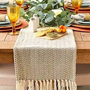 Tan Chevron Patterned Table Runner